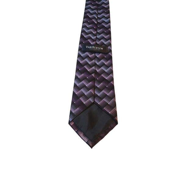 Van Heusen Purple Stain Resistant Hand Made‎ 100% Silk Men's Neck Tie Business - Picture 4 of 12